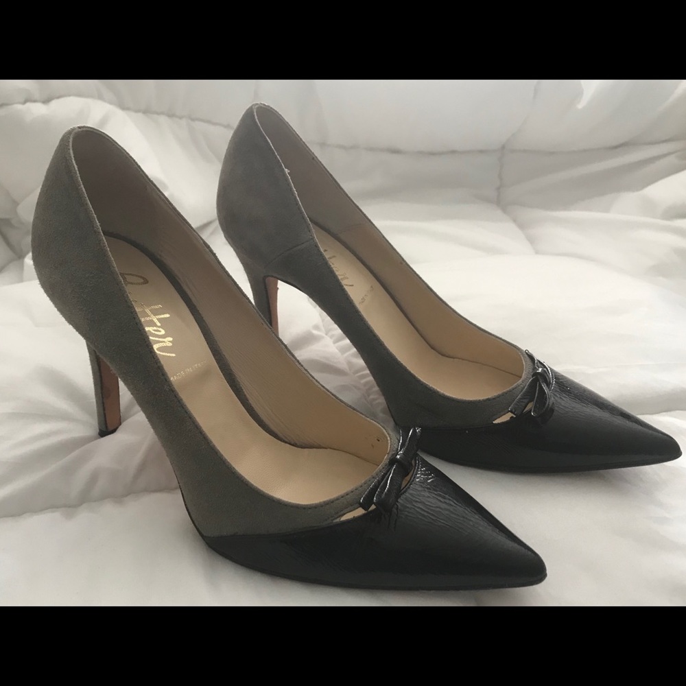 Butter 3” Suede & Black Patent Heels